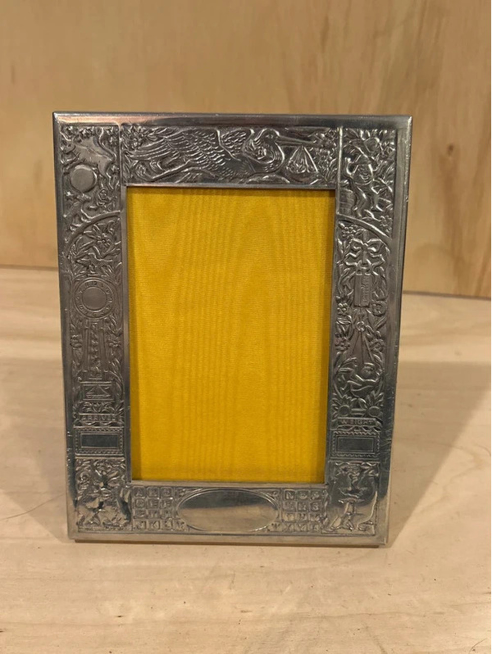 Vintage Malden Genuine Pewter 4x6 ABC Alphabet Baby Picture Frame Nursery Toys